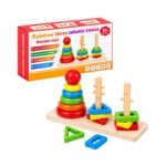 Wooden Rainbow Three Column Tower