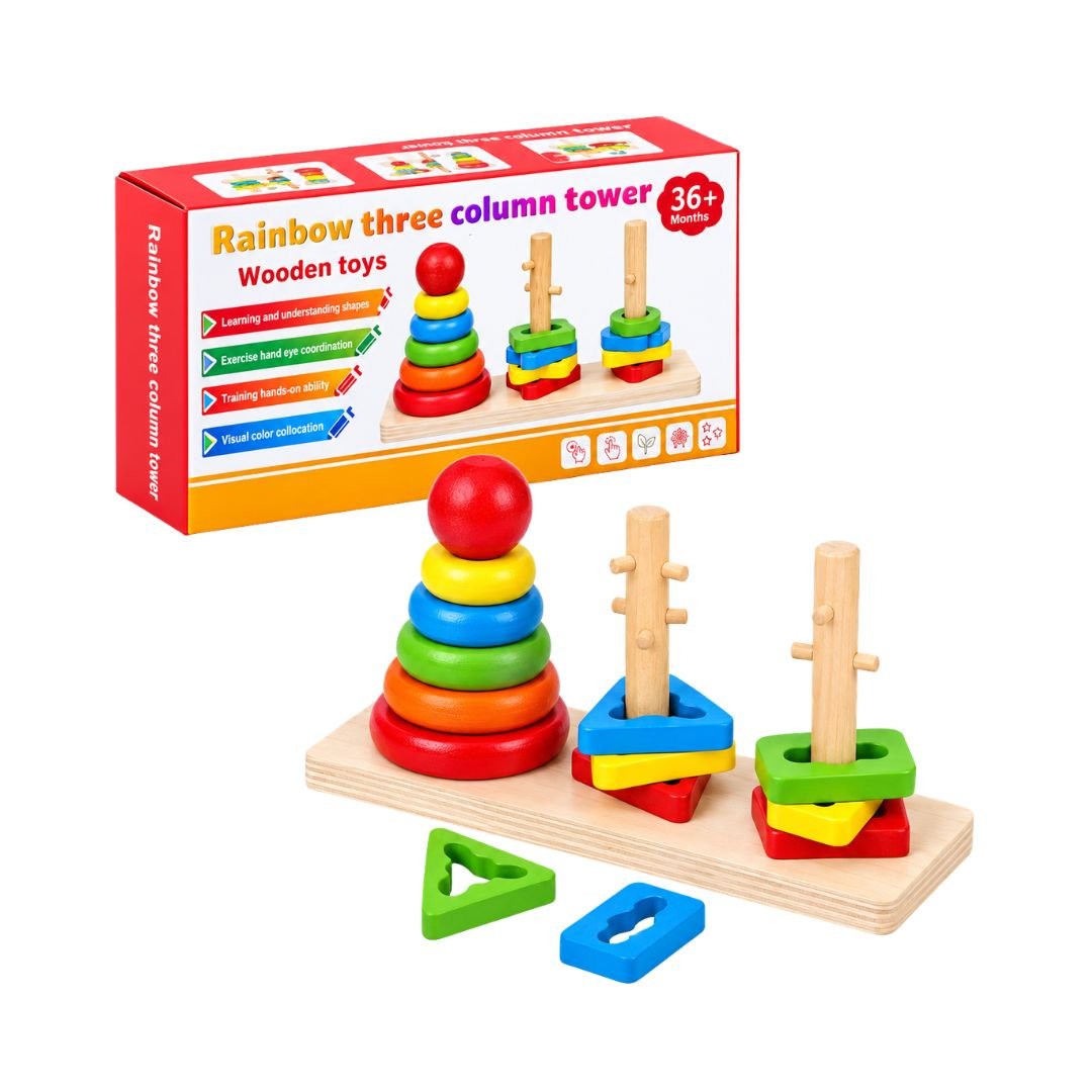 Wooden Rainbow Three Column Tower Wooden Rainbow Three Column Tower - Image 1